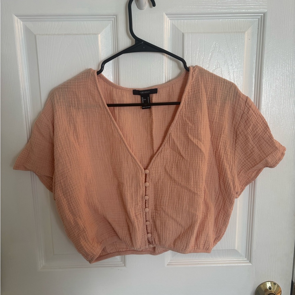 Forever 21 peach Button-Up Blouse - size Medium